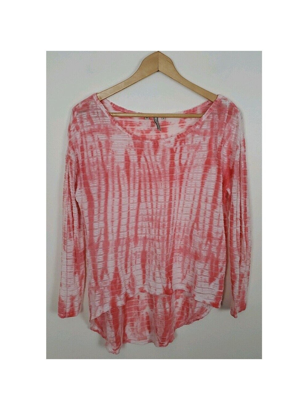 Guess Size Small S Pink Tie Dye Sweater Asymmetrical Hem Lightweight Light